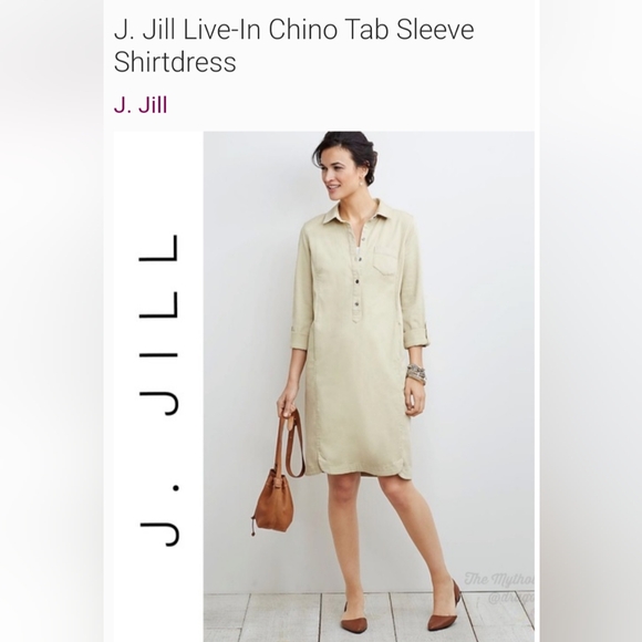 J. Jill Live-In Chino Tan/Khaki Shirt Dress - Picture 1 of 10